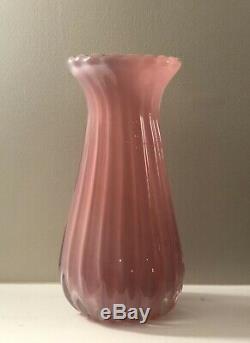 Large Archimede Seguso Murano Italy Pink Opalino Alabastro Vase 12 Tall