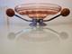 Large Art Deco Pink Glass Fruit Bowl with Chromed Mount and Wooden Handles