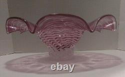 Large Crumpled Art Glass 16 Wide Rose Pink Bowl from Czech Republic