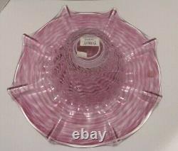 Large Crumpled Art Glass 16 Wide Rose Pink Bowl from Czech Republic