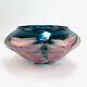 Large Daniel Lotton Pulled Feather Pink and Blue Art Glass Bowl or Vase 1991 -GL