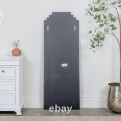 Large Frameless Pink & Green Glass Art Deco Wall Mirror 52cm x 142cm