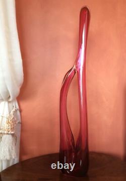 Large Freestanding Red/Pink Art Glass Studio Sculpture By Artist Una Osler 2012