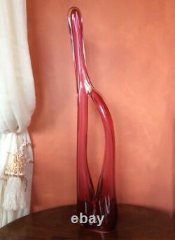 Large Freestanding Red/Pink Art Glass Studio Sculpture By Artist Una Osler 2012