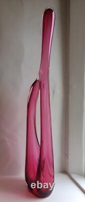 Large Freestanding Red/Pink Art Glass Studio Sculpture By Artist Una Osler 2012
