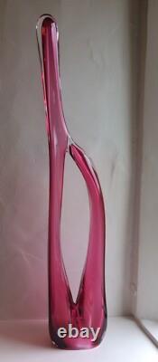 Large Freestanding Red/Pink Art Glass Studio Sculpture By Artist Una Osler 2012