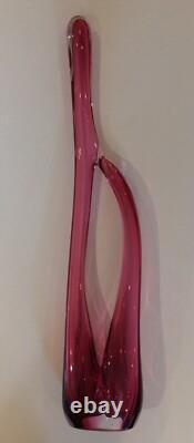 Large Freestanding Red/Pink Art Glass Studio Sculpture By Artist Una Osler 2012