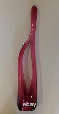 Large Freestanding Red/Pink Art Glass Studio Sculpture By Artist Una Osler 2012