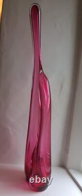Large Freestanding Red/Pink Art Glass Studio Sculpture By Artist Una Osler 2012