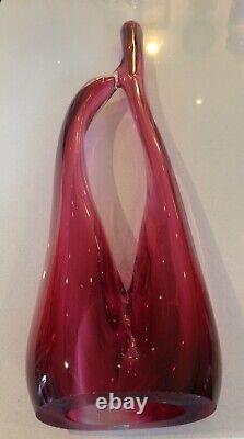 Large Freestanding Red/Pink Art Glass Studio Sculpture By Artist Una Osler 2012