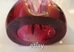Large Freestanding Red/Pink Art Glass Studio Sculpture By Artist Una Osler 2012