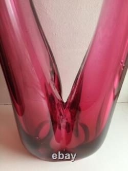 Large Freestanding Red/Pink Art Glass Studio Sculpture By Artist Una Osler 2012