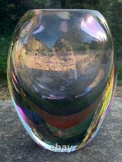 Large Heavy 4.3kg Venezia Murano Sommerso Purple Pink Cased Glass Vase Art Glass