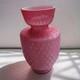 Large Layered antique Victorian pink diamond quilted satin cased glass vase