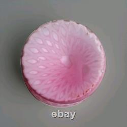 Large Layered antique Victorian pink diamond quilted satin cased glass vase