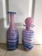Large Maltese Mdina Pink & Blue Trail Art Glass Decanter Vase Bottle Decor x 2