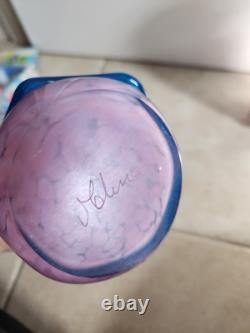 Large Maltese Mdina Pink & Blue Trail Art Glass Decanter Vase Bottle Decor x 2