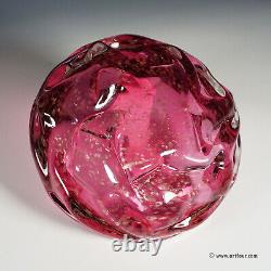 Large Murano Art Glass Bowl in Pink Glass with Aventurines 1950ties