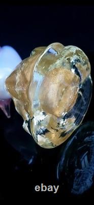 Large Murano Glass Pink Alabastro Bird With Gold Leaves