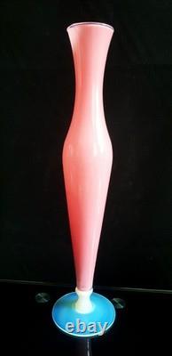 Large Murano Glass Pink Opaline Vase