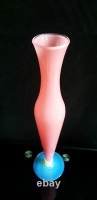 Large Murano Glass Pink Opaline Vase