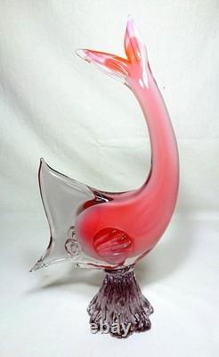 Large Murano Sommerso Opaline Glass Fish Figurine c1960s Vintage