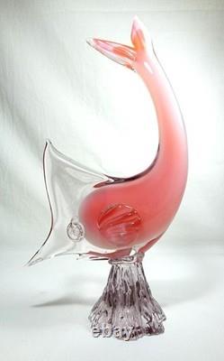 Large Murano Sommerso Opaline Glass Fish Figurine c1960s Vintage