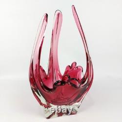 Large Murano Style Pink Art Glass Bowl Vintage Handblown Centerpiece Large Murano Style Pink Art Glass Bowl Vintage Handblown Centerpiece