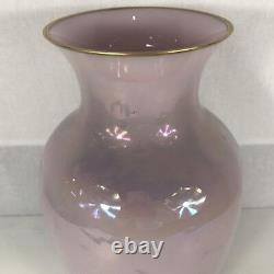 Large Pink Lustre Murano Vetri Vase Gilt Rim Height 35cm (scratches & Wear)