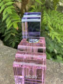 Large Pink N Purple Art Deco Perfume Bottle 23cm Tall Solid Glass