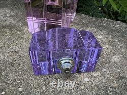 Large Pink N Purple Art Deco Perfume Bottle 23cm Tall Solid Glass