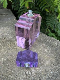 Large Pink N Purple Art Deco Perfume Bottle 23cm Tall Solid Glass