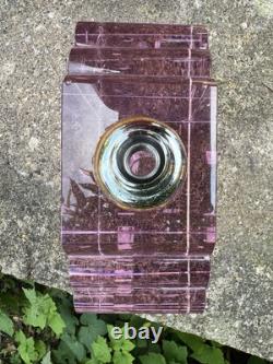 Large Pink N Purple Art Deco Perfume Bottle 23cm Tall Solid Glass