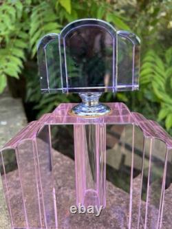 Large Pink N Purple Art Deco Perfume Bottle 23cm Tall Solid Glass