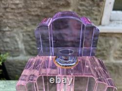 Large Pink N Purple Art Deco Perfume Bottle 23cm Tall Solid Glass