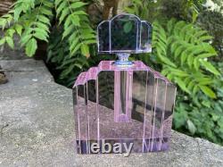 Large Pink N Purple Art Deco Perfume Bottle 23cm Tall Solid Glass