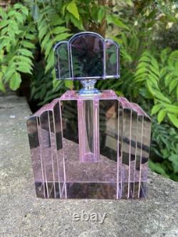 Large Pink N Purple Art Deco Perfume Bottle 23cm Tall Solid Glass