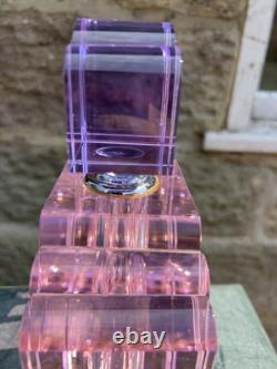 Large Pink N Purple Art Deco Perfume Bottle 23cm Tall Solid Glass
