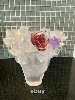 Large Rose Pate De Verre nancy Daumheavy Glass Art Vase 19/19/21cm Glass Art