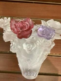 Large Rose Pate De Verre nancy Daumheavy Glass Art Vase 19/19/21cm Glass Art