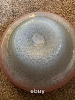 Large Scottish Vasart Speckle Glass Pink Bowl Circa 1960s Signed To The Base