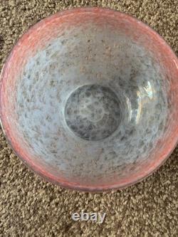Large Scottish Vasart Speckle Glass Pink Bowl Circa 1960s Signed To The Base
