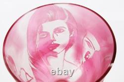 Large Steve Bradley cameo glass footed vase with women and carnival masks design