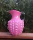 Large Victorian Consolidated Glass Co. Guttate Pink EAPG Art Glass Pitcher