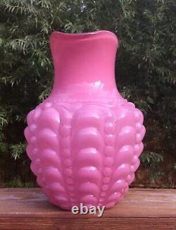 Large Victorian Consolidated Glass Co. Guttate Pink EAPG Art Glass Pitcher