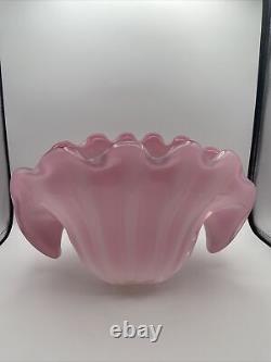 Large Vintage 1950s Hand Blown Pink Murano Glass Opaline Conch Shell Vase-14.5W