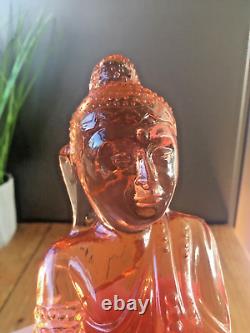 Large Vintage Art Deco Style Pink Glass Buddha Ornament Figurine Sculpture