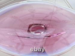 Large Vintage Czech Chribska pink, white & clearl bubble web Art Glass Bowl C70's