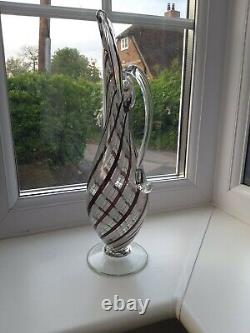 Large Vintage Murano Mezza Filigrana art glass Ewer C1960's