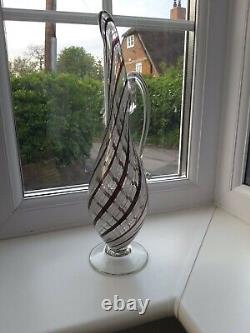 Large Vintage Murano Mezza Filigrana art glass Ewer C1960's